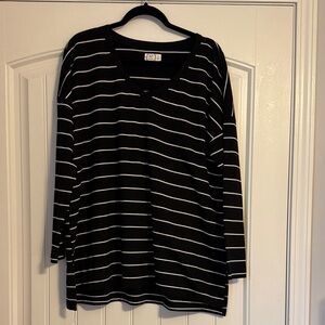 Maurices Black and White V-Neck Tee